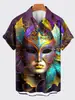 Camisa Criativa Elemento Cruzado Nova 2025 Estampa Digital 3D Camisa Tendência Solta de Manga Curta Top Masculino