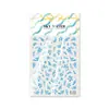 Céu Estilo Antigo Esmalte Azul Floral Aurora Laser Adesivos para Nail Art Decorações de Unha DIY Adesivos DIY