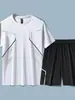 Conjunto Casual Masculino de Seda Gelada Verão Novo Estilo Adolescente Versão Coreana Manga Curta Shorts Secagem Rápida Esportivo Conjunto de Duas Peças
