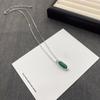 Collar Coreano Niche coldfram Mismo Estilo Forma de Gota Calcedonia Verde para Mujer Lujo Ligero Sensación de Alta Gama Anillo de Ágata Rosa para Mujer