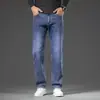 Pantalones vaqueros de color claro para hombre, verano 2024, finos, transpirables, sueltos, rectos, elásticos, casuales, de talla grande, largos para hombre