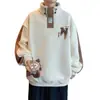 Sudadera con Estampado de Bloques de Color de Moda para Hombre Otoño/Invierno Nuevo Versátil Holgado Diseño Casual Cuello Alto Manga Larga