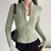 Secado rápido perchero para ropa cuello ajustado corte slim mostrar figura delgada ropa de fitness mostrar figura delgada chaqueta deportiva para yoga running chaqueta deportiva para entrenamiento de Pilates ropa de yoga