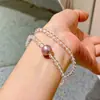 Pulseira de Pérola de Água Doce com Cristal Branco Vitrificado de Alto Brilho 4mm