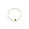 Anillo de Plata S925 con Cuentas Redondas Pequeñas de Perla Sintética para Mujer, Anillo Elástico Hecho a Mano Simple con Cuentas Elásticas para Dedo Índice 5437