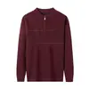 Suéter de Outono e Inverno [Estilo Old Money] Pulôver Masculino com Meio Zíper Top Espesso e Quente para o Pai, Suéter de Tricô