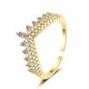 Anillo en forma de V con corona de diamantes de moda europea y americana, temperamento femenino, estilo frío, diseño de nicho de alto sentido, anillo de dedo índice abierto
