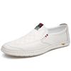Zapatos de Hombre de Piel de Vaca de Primera Capa 2025 Nueva Moda Zapatos Blancos para Hombre de una Sola Pierna Ligeros para Conducir Casuales Hechos a Mano Zapatos de Cuero