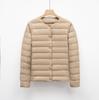 Chaqueta de Plumón Simple de Color Puro Pinghu Chixin Manga Corta Larga para Mujer Nueva Moda Cuello Redondo Plumón de Pato Chaqueta de Otoño e Invierno