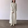 Vestido largo holgado estilo grulla seca para otoño e invierno, estilo retro, estilo jacquard, informal, adelgazante y de ambiente relajado para mujer.