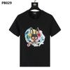 Psy Venta al por Mayor Marca Americana de Moda Cho Bun Camiseta Colorida Calavera Conejo Degradado Estampado de Letras Estilo de Pareja Manga Corta Ny