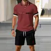 Comércio Exterior Aliexpress Temu Moda Masculina Casual Camiseta Polo de Manga Curta Estampa 3D Conjunto de Roupas e Calças