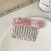 Peine de Flor de Tela con Lazo Estilo Fresco y Juvenil para Niñas, Peine para Flequillo y Cabello Suelto, Accesorio Versátil para el Cabello