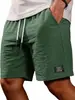 2026 Amazon Nuevos Pantalones Cortos Bermuda Casuales de Color Sólido Ajuste Holgado para Hombre de Algodón y Lino con Cordón Pantalones Cortos de Playa