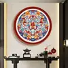 Pintura Mural de Escena Pacífica de Flores y Pájaros, Pintura Decorativa Redonda para Pared de Entrada y Sala de Estar Estilo Chino Nuevo, Mural Estético de la Dinastía Song para Sala de Té y Estudio