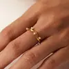 Anel Aberto Simples de Pérola Estilo Europeu e Americano Xia Ling Aço Inoxidável Banhado a Ouro 18K Estilo Ins Moda Versátil Anel de Aço Titânio para Mulheres