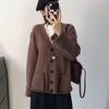 Cárdigan de Punto Talla Grande Estilo Coreano Estilo Perezoso 2025 Nuevo Estilo Otoño e Invierno Diseño de Puño Invertido Bolsillo con Solapa Pantalón Chaqueta Jersey para Mujer
