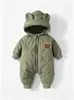Mono de invierno para exterior para bebés, niños y niñas, ropa linda y cálida para recién nacidos para otoño e invierno, engrosado y forrado de vellón