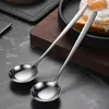 Cuchara Redonda Profundizada de Acero Inoxidable 316, Cuchara Engrosada de Mango Largo para Uso Doméstico, Cuchara para Mezclar Postres 304, Cuchara de Sopa