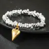 Pulsera de Moda Transfronteriza Europea y Americana de Piedra Negra para Mujer, Nueva Pulsera Retro con Colgante Irregular en Forma de Corazón, Regalo de Vacaciones para Mujer