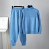 Suéter casual suelto de cuello alto para mujer 2023 otoño e invierno nuevo viento suave transfronterizo suave y ceroso traje de pantalón de punto para mujer