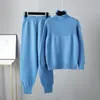 Suéter casual holgado de cuello alto para mujer 2023 otoño e invierno Nuevo ebay viento suave suave pegajoso conjunto de pantalones de punto mujer