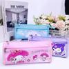Estuche de Lápices de Dibujos Animados Sanrio Stitch Cremallera de PU Doble Capa Bolsa de Papelería Caja para Bolígrafos Estuche de Lápices Comercio Exterior
