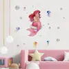 Papel de Parede Desenho Animado Anime Adesivos Princesa Sereia Sala de Estar Quarto de Crianças Quarto de Menina Pintura Decorativa Bolha Autoadesivo