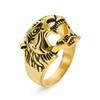 Anel de aço inoxidável com cabeça de tigre retro dominadora Amazon, anel de personalidade estilo punk masculino, joias de comércio exterior em estoque