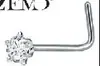 Tachuelas para nariz de acero inoxidable con forma de corazón y estrella más vendidas transfronterizas, barra en S, barra en L, barra curva, joyería para nariz incrustada con diamantes, al por mayor en stock