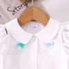 Conjunto de Duas Peças Verão Novo Versátil para Meninas Europeias e Americanas: Camisa com Aplique de Laço Cor Sólida Saia Plissada