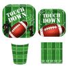 Mm261 Pelota Deportiva de Rugby Verde Oliva Plato Cuadrado para Fiesta Plato de Papel Cuadrado Taza de Papel Servilleta