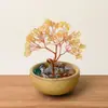 Figurita de Árbol de la Riqueza de Citrino Natural Árbol de la Riqueza de Amatista 6 Ramas 9 Perlas Decoración de Escritorio para Oficina en Casa