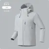 Chaqueta exterior 3 en 1 a prueba de viento e impermeable para hombre y mujer, con capucha, cuello alto, cierre magnético y construcción softshell; un conjunto de dos piezas adecuado para el montañismo