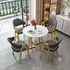 Conjunto de mesa y sillas de recepción y reunión de negocios de pizarra de lujo nórdico para cafeterías informales y oficinas de ventas, mesa de comedor simple