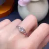 Anillo de apertura ajustable Explosiones natural aguamarina para dama piedra principal 4x 6mm venta al por mayor directa de fábrica