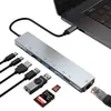 Base de expansión Type-C a HDMI, switch para computadora, máquina de juegos, hub USB-C a puerto de red de 100 megabytes, 8 en 1