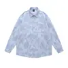 Camisa Floral Estilo Hong Kong Unissex 25 Outono Retro Listrada Corte Floral Gola Reversível Moda Versátil Blusa Solta