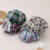 Gorra Plana de Cuadros Retro para Hombres y Mujeres, Boina Delgada Transpirable de Verano, Gorra de Periódico, Sombrero Octagonal de Cuadros, Sombrero para Niños