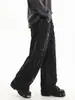 Pantalones de trabajo estilo americano, de calle, resistentes, con dobladillo crudo, cierre de cremallera, ligeramente acampanados, para hombres y mujeres, pierna ancha, holgados, de corte recto