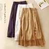 Falda midi de punto cruzado del sudeste asiático para primavera y otoño, talla grande, corte holgado, artística, retro, bordada, falda étnica de doble capa, adelgazante
