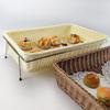 Sobremesa de pão com tampa Cesta de pão Bolo sobremesa PP cesta de rattan artesanal PC transparente cobertura de pó suporte de aço inoxidável
