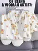 Pijama Doce e Fofo de Ursinho de Mel Estilo Princesa Japonesa para Mulheres Verão Manga Curta Shorts Conjunto de Duas Peças Cardigan Roupa de Casa