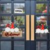 Nuevo letrero de madera colgante de bienvenida para puerta de Navidad con diseño de anciano sin rostro, letrero de tienda, letrero de madera navideño