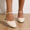 Sapatos Femininos de Salto Bloco Vazado Camada Única Primavera e Outono Novos Camurça Salto Shoplifted Tira Traseira Versátil Confortáveis Baotou Para Usar por Cima Sapatos de Salto Alto