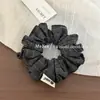 Nova Moda de Outono Estilo para o Trabalho Elástico Largo para Cabelo Cravejado de Strass Série Preto e Cinza Elástico para Cabelo Quadrado para Rabo de Cavalo Corda para Cabelo