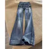 Tendência garota sexy estilo americano petite retrô azul cós baixo micro flare jeans feminino elástico slim fit levanta bumbum calça longa
