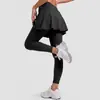 Pantalones de Yoga Juyitang de Dos Piezas Falsas Nuevos para Mujer, Color Combinado Casual Nude, Cintura Alta Levanta Glúteos, Pantalones Deportivos de Fitness