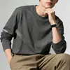 Camiseta de manga larga para hombre, capa interior de otoño para hombre, camiseta base elástica de corte holgado, camiseta estampada estilo coreano ins para hombre