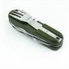Equipo para exteriores para aficionados militares, suministros para acampar al aire libre, cuchillo de comedor multifuncional, cuchara, tenedor, abridor de botellas, vajilla de picnic combinada.